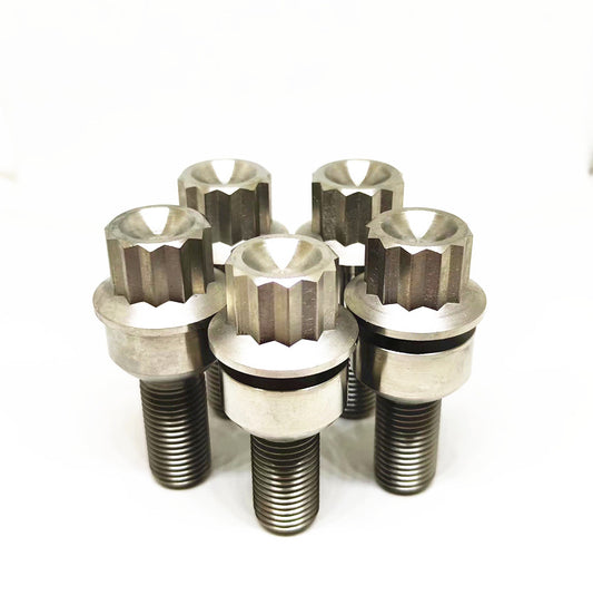 Porsche Titanium Lug Bolts 12 point flange head  M14x1.5mm Ball Seat (Package of 20pcs)