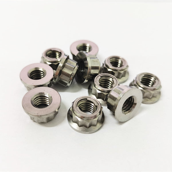 Titanium 12point  metal lock flange nuts m10x1/1.25/1.5（1pc）