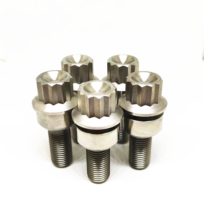 Porsche Titanium Lug Bolts 12 point flange head  M14x1.5mm Ball Seat (Package of 20pcs)