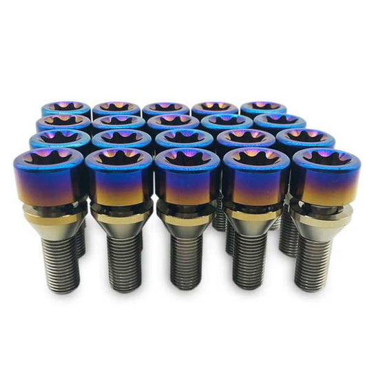 Titanium Wheel Lug Bolts T80 TORX Socket Polished Lamborghini M14x1.5 (Package of 20pcs)